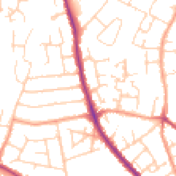 Daytime road noise heatmap for GU2 9UY