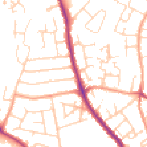 Daytime road noise heatmap for GU2 9XA