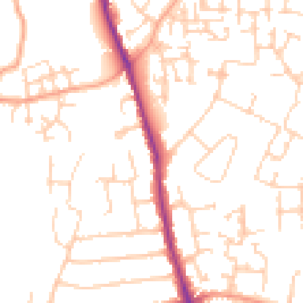 Daytime road noise heatmap for GU2 9XJ