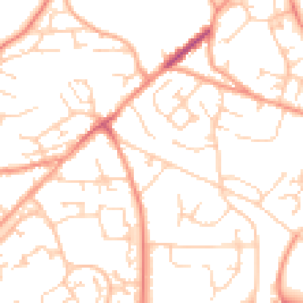 Daytime road noise heatmap for GU21 2AA