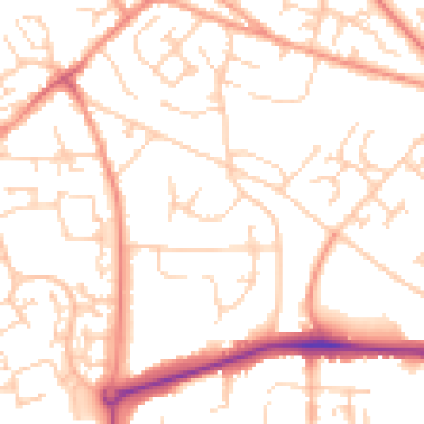 Daytime road noise heatmap for GU21 2AE
