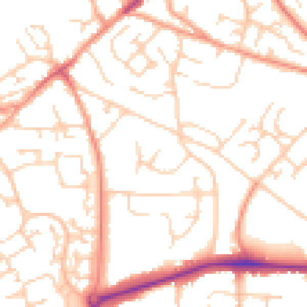 Daytime road noise heatmap for GU21 2AF