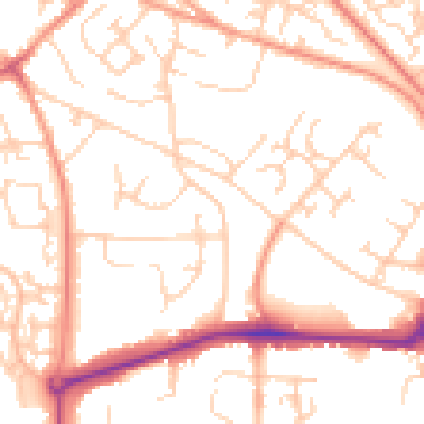 Daytime road noise heatmap for GU21 2AG