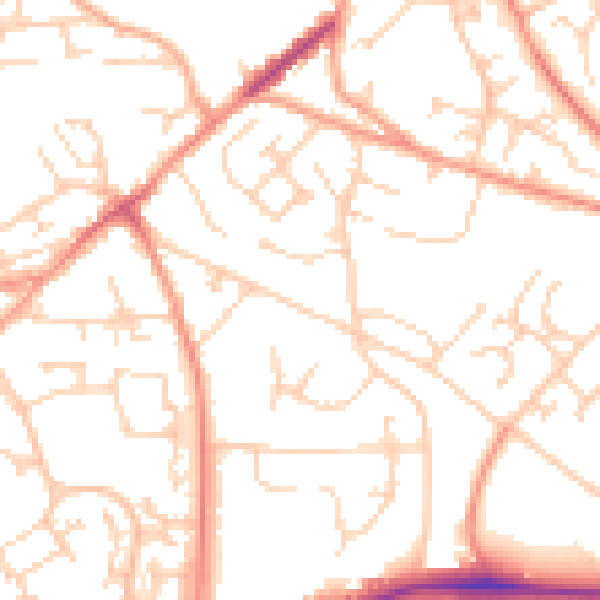 Daytime road noise heatmap for GU21 2AH