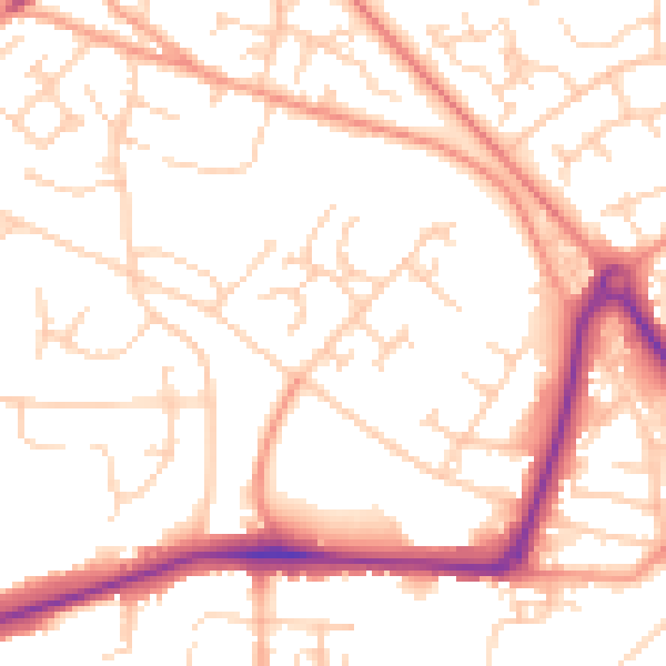 Daytime road noise heatmap for GU21 2AR