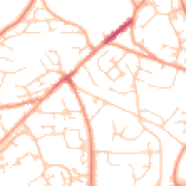 Daytime road noise heatmap for GU21 2AT