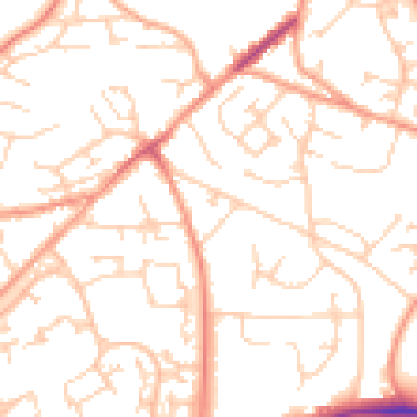 Daytime road noise heatmap for GU21 2AU
