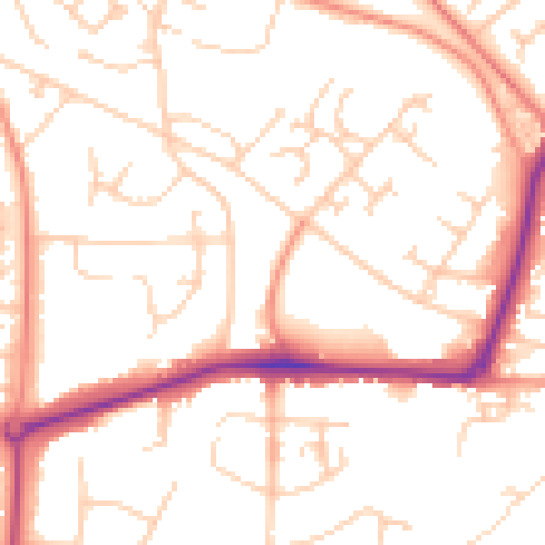 Daytime road noise heatmap for GU21 2AX