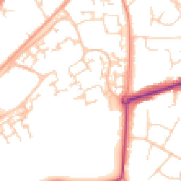 Daytime road noise heatmap for GU21 2AY