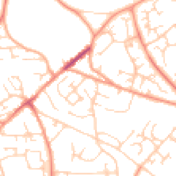 Daytime road noise heatmap for GU21 2BS