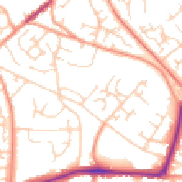 Daytime road noise heatmap for GU21 2BY