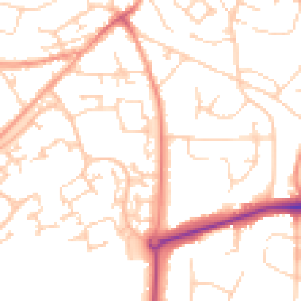 Daytime road noise heatmap for GU21 2DH