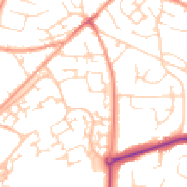 Daytime road noise heatmap for GU21 2DL