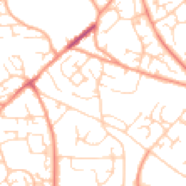 Daytime road noise heatmap for GU21 2DP