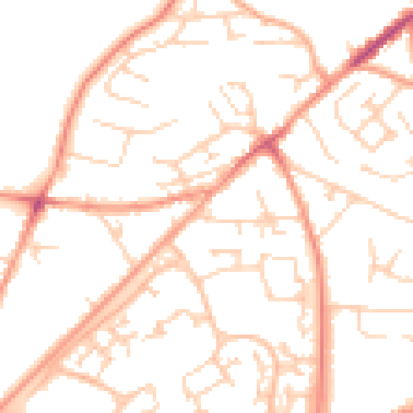 Daytime road noise heatmap for GU21 2DR