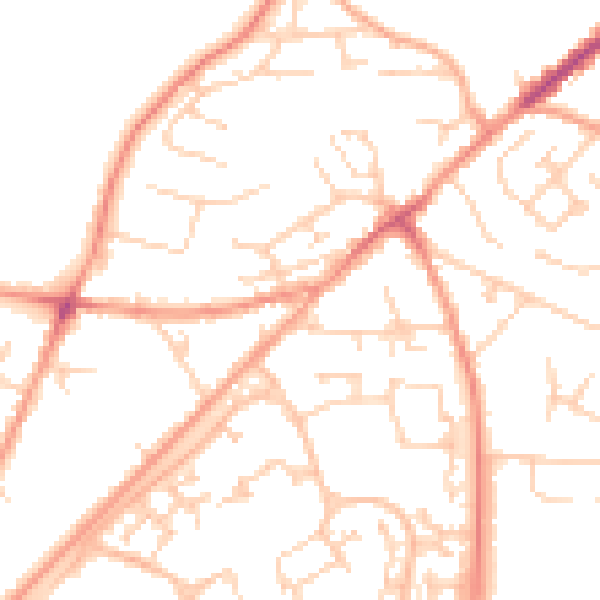 Daytime road noise heatmap for GU21 2DS