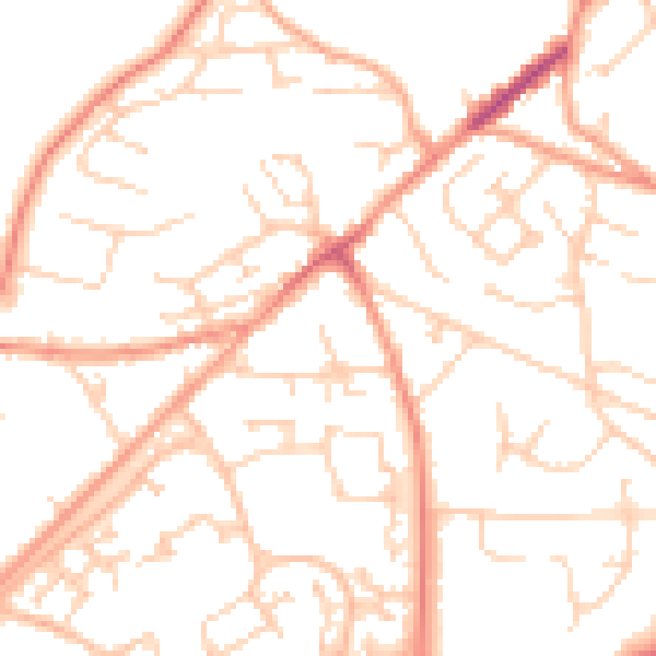 Daytime road noise heatmap for GU21 2DZ