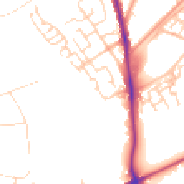 Daytime road noise heatmap for GU21 2FJ
