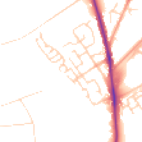Daytime road noise heatmap for GU21 2FT