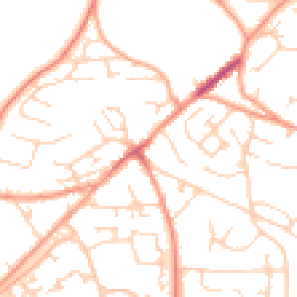 Daytime road noise heatmap for GU21 2HF