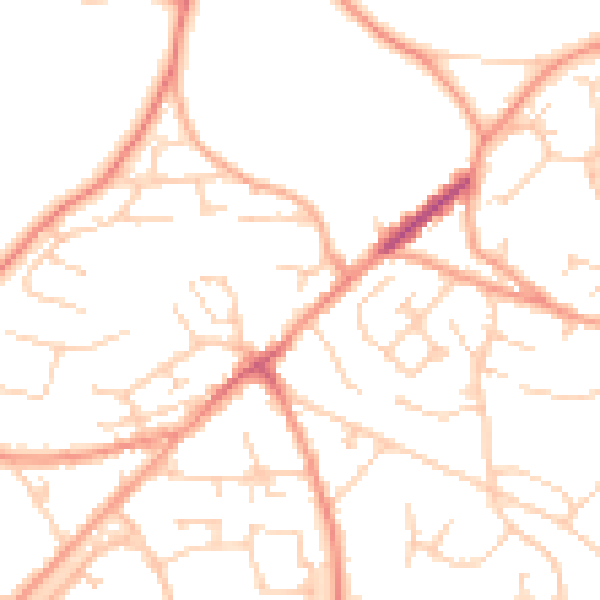 Daytime road noise heatmap for GU21 2HN