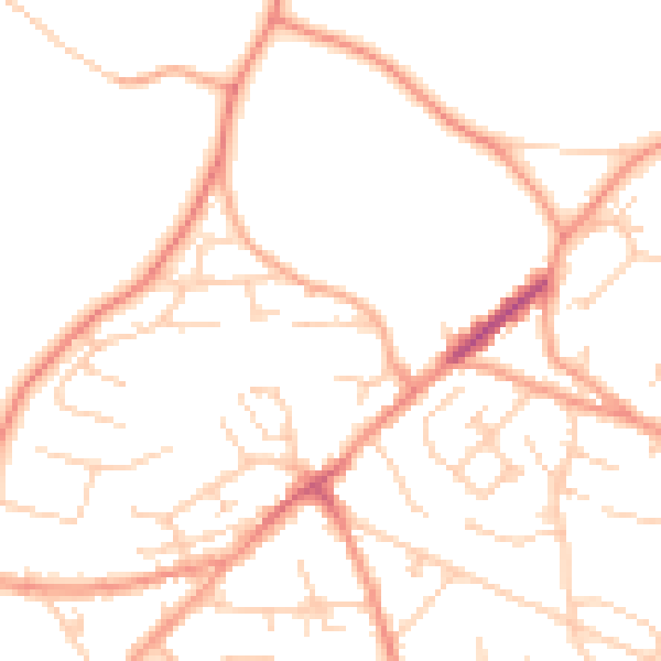 Daytime road noise heatmap for GU21 2JA