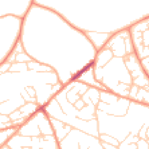 Daytime road noise heatmap for GU21 2JG