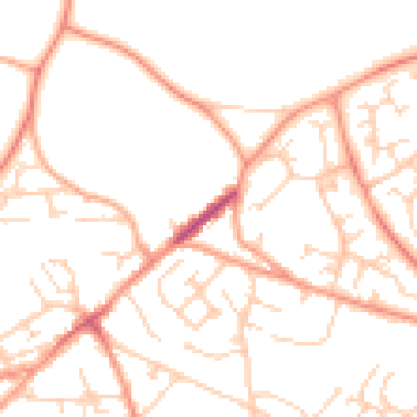 Daytime road noise heatmap for GU21 2JH
