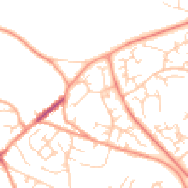 Daytime road noise heatmap for GU21 2JT