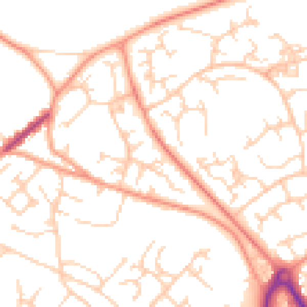 Daytime road noise heatmap for GU21 2NU