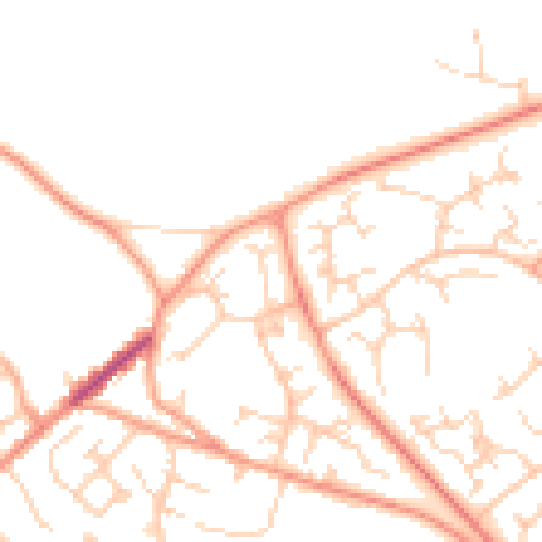 Daytime road noise heatmap for GU21 2PB