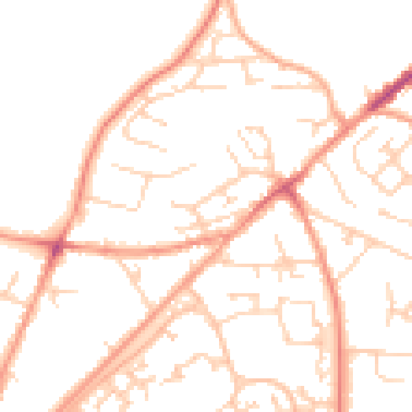 Daytime road noise heatmap for GU21 2PN