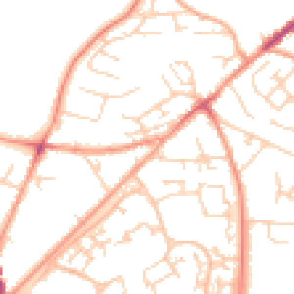 Daytime road noise heatmap for GU21 2PY