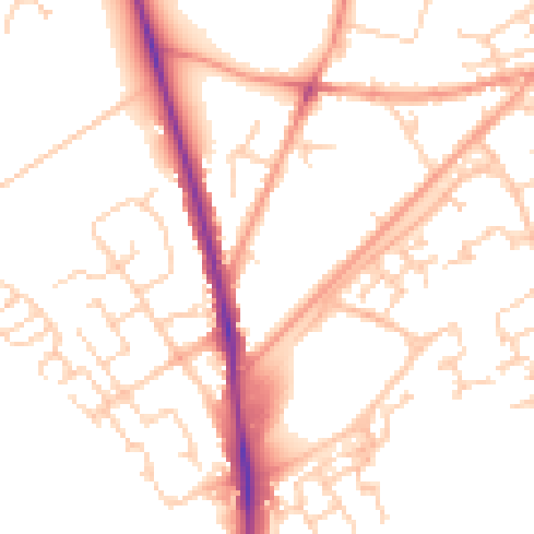 Daytime road noise heatmap for GU21 2TB