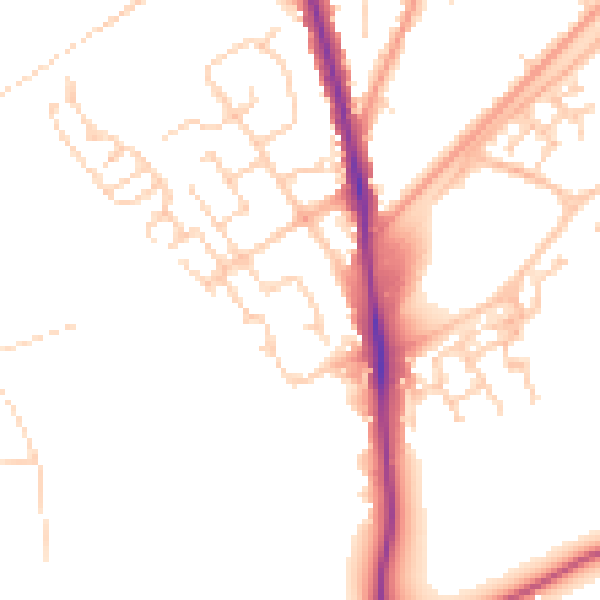 Daytime road noise heatmap for GU21 2TR