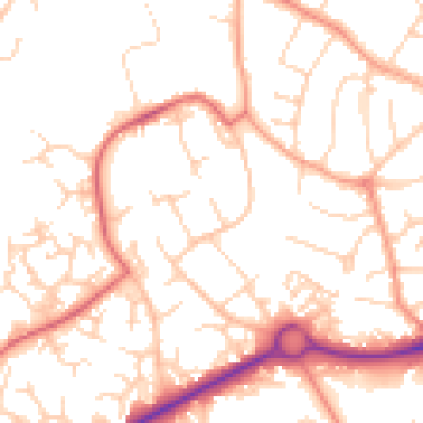 Daytime road noise heatmap for GU21 3AH