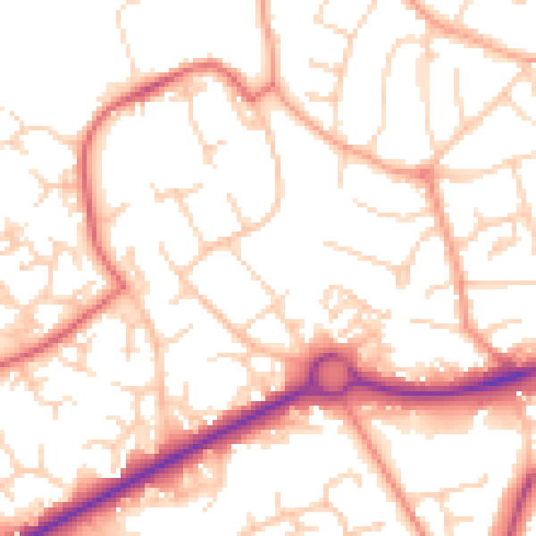 Daytime road noise heatmap for GU21 3AN