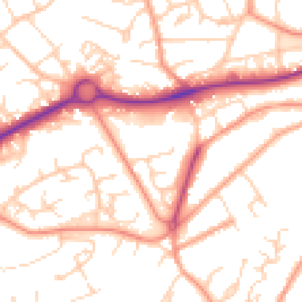Daytime road noise heatmap for GU21 3HH