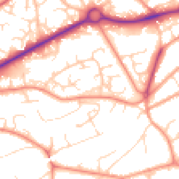 Daytime road noise heatmap for GU21 3JF
