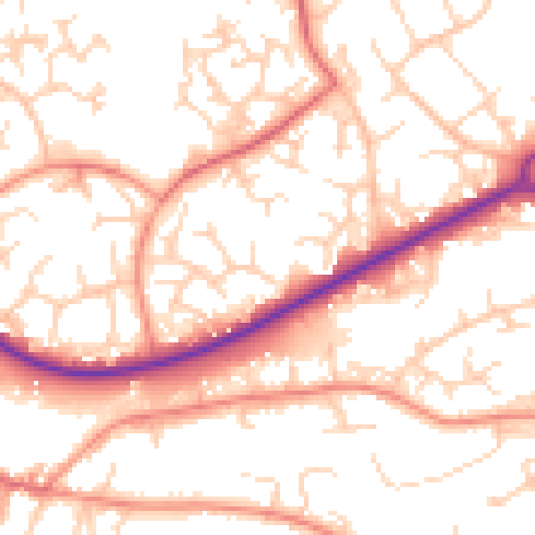 Daytime road noise heatmap for GU21 3NY
