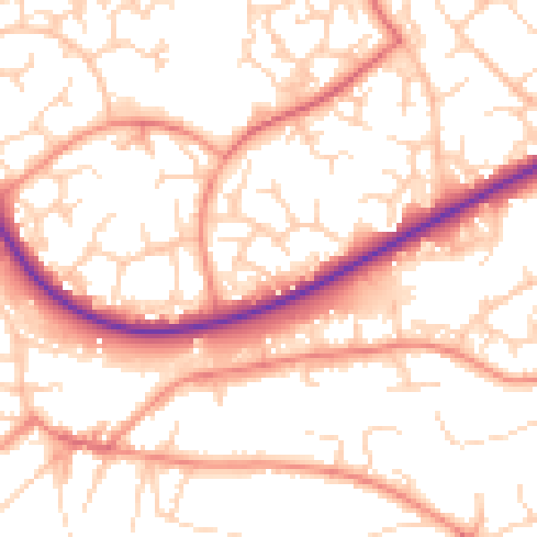 Daytime road noise heatmap for GU21 3PD