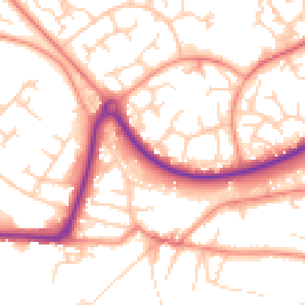 Daytime road noise heatmap for GU21 3PH
