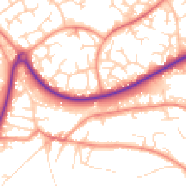 Daytime road noise heatmap for GU21 3PQ