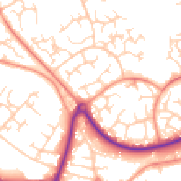 Daytime road noise heatmap for GU21 3QA