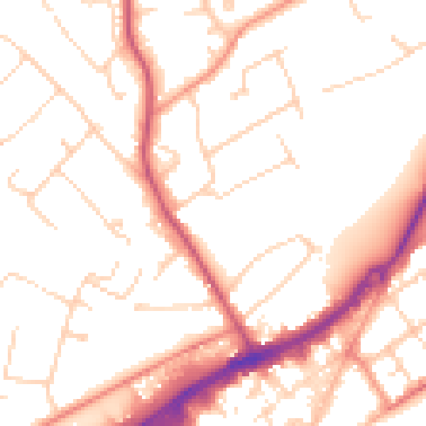 Daytime road noise heatmap for GU21 4AT