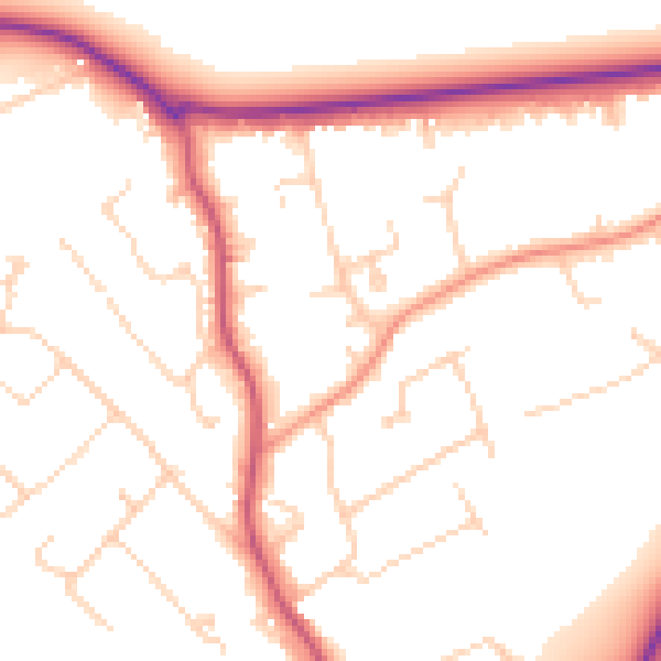 Daytime road noise heatmap for GU21 4BT