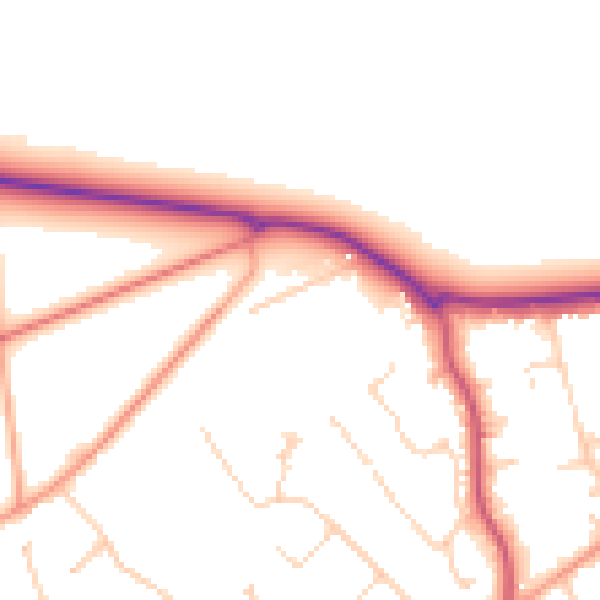 Daytime road noise heatmap for GU21 4DB