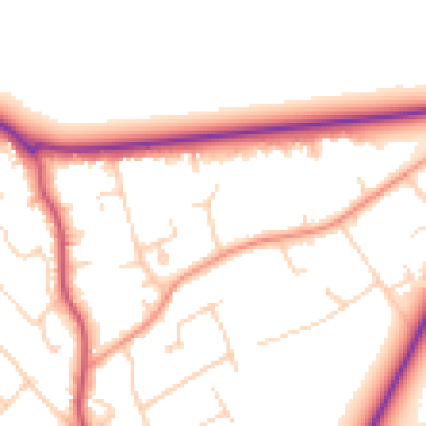 Daytime road noise heatmap for GU21 4DS