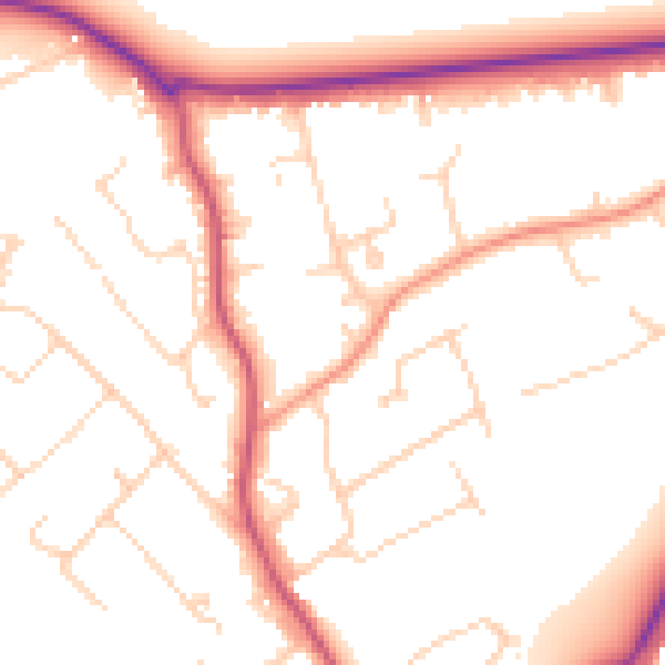 Daytime road noise heatmap for GU21 4DW
