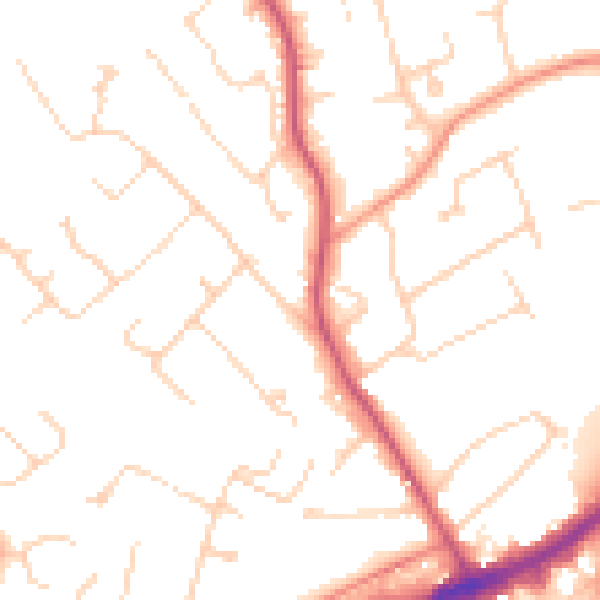 Daytime road noise heatmap for GU21 4HA
